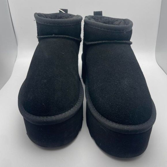 CUSHIONAIRE Women's COZY Genuine Suede pull on platform boot BLACK 5 - Picture 3 of 6